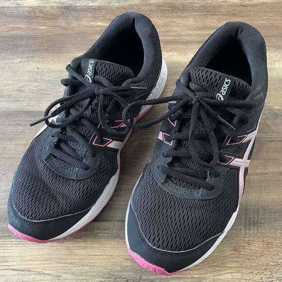 Size 11 - ASICS Gel Contend 6 Wide Black Pink Glo W - Picture 1 of 8